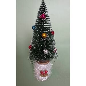 Handcrafted  Bottle Brush Tree on Decorated Thread Spool  Holiday Décor SPT12